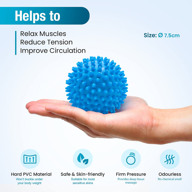 [Australia] - Beenax Hard Spiky Massage Ball Roller Set - Perfect for Plantar Fasciitis, Trigger Point, Deep Tissue, Myofascial Release - Designed to Relieve Stress and Relax Tight Muscles Blue 