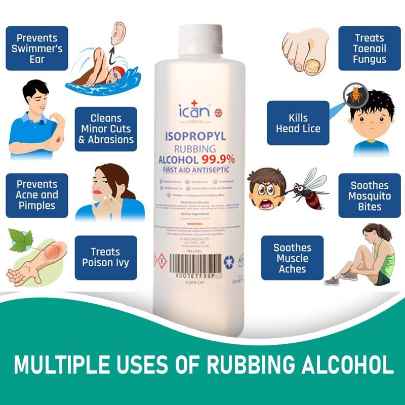 [Australia] - ican london isopropyl rubbing Alcohol 99.9% First aid Antiseptic Disinfectant 500ml 