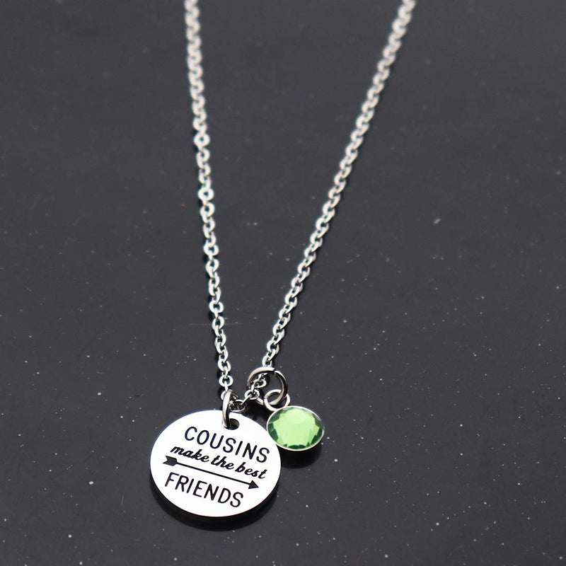 [Australia] - Meibai Cousins Make The Best Friends Pendant Necklace with Birthstone Cousins Necklace Best Friends Necklace Family Reunion Gift August 