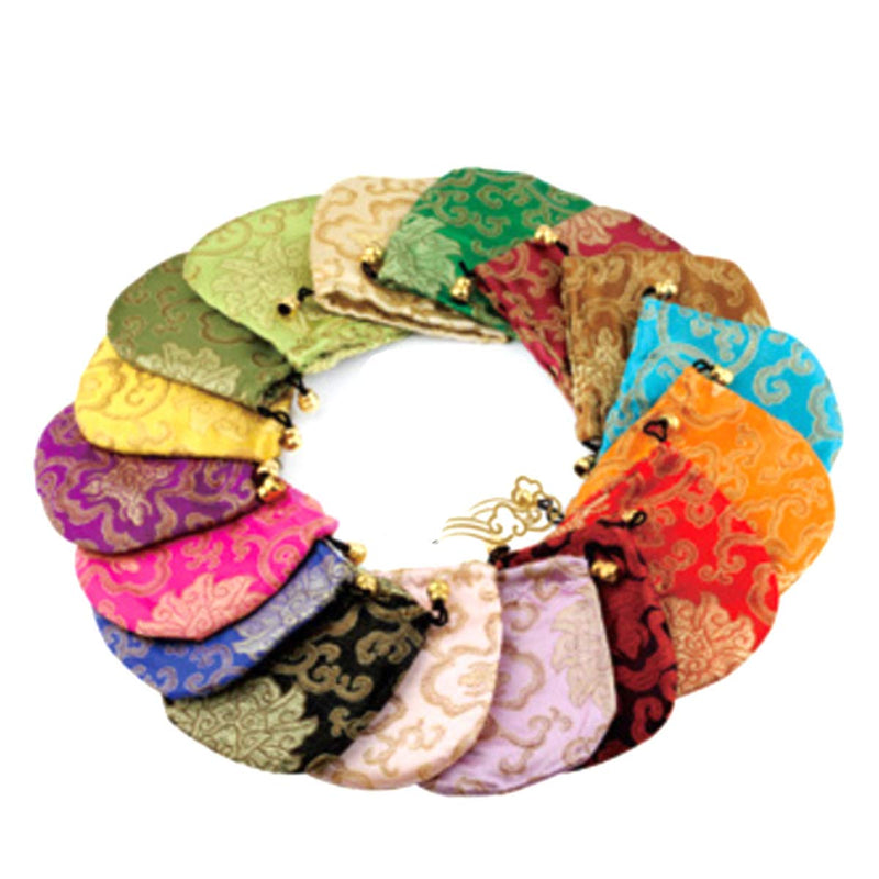 [Australia] - Halloluck 16pcs Silk Brocade Jewelry Pouch Bag, Drawstring Coin Purse Gift Bag 