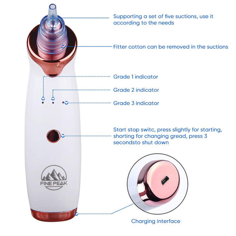 [Australia] - Fine Peak Blackhead Remover Vacuum Pore Cleanser with 5 Probes 