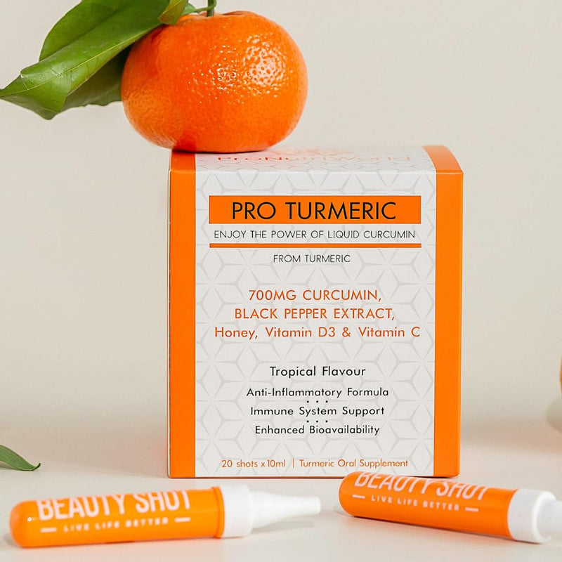 [Australia] - Pro Turmeric Shots and Black Pepper Vitamin C & D Supplement, 700mg Liquid Turmeric with Active Curcumin for Joint Pain Relief, Inflammation, and Immunity, 20 Shots per Box 