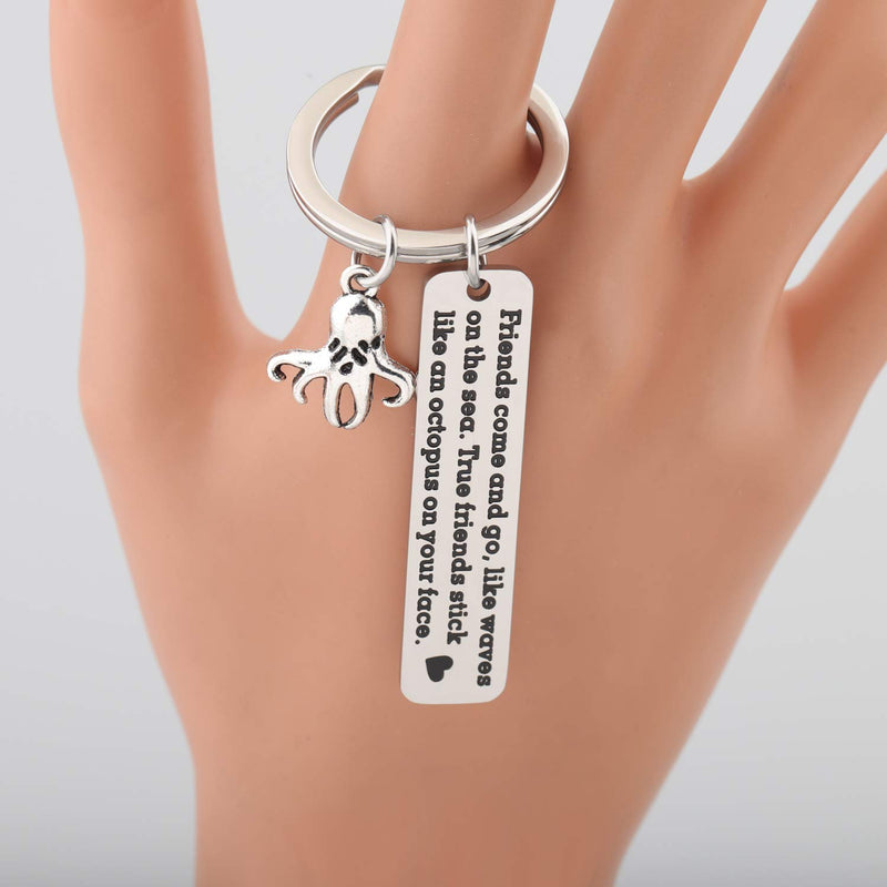 [Australia] - WUSUANED Friendship Keychain True Friends Stick Like A Octopus On Your Face Octopus Jewelry BFF Gift Friends come and go 