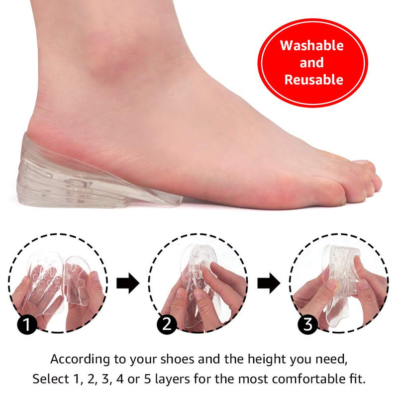 [Australia] - Dr.Foot Adjustable 5-Layer Height Increase Insoles, Silicone Heel Cushion Inserts for Men and Women, Gel Heel Lift Inserts for Leg Length Discrepancy Classic Version 