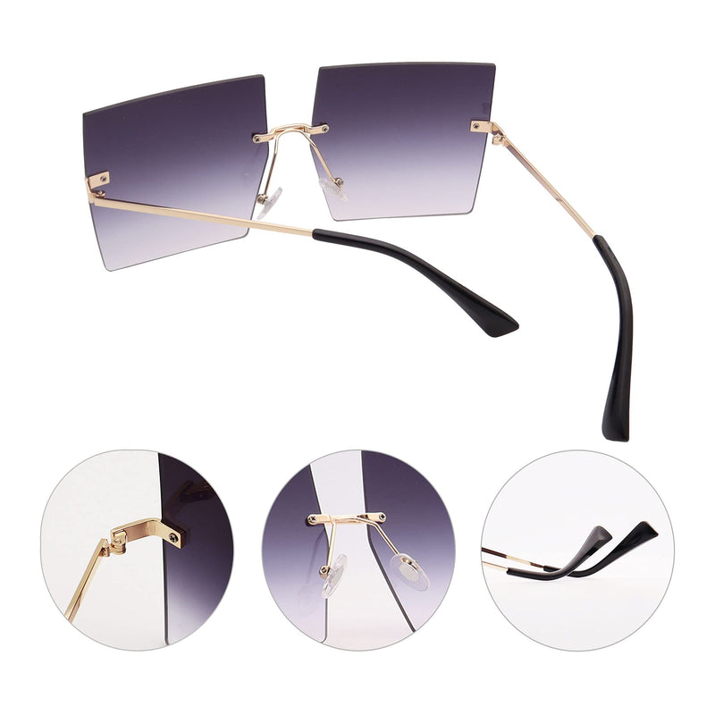 [Australia] - FOURCHEN Rimless Rectangle Oversize Sunglasses UV400 Protection, Antiglare Fashion Frameless Square Glasses for Women& Men Light Grey 