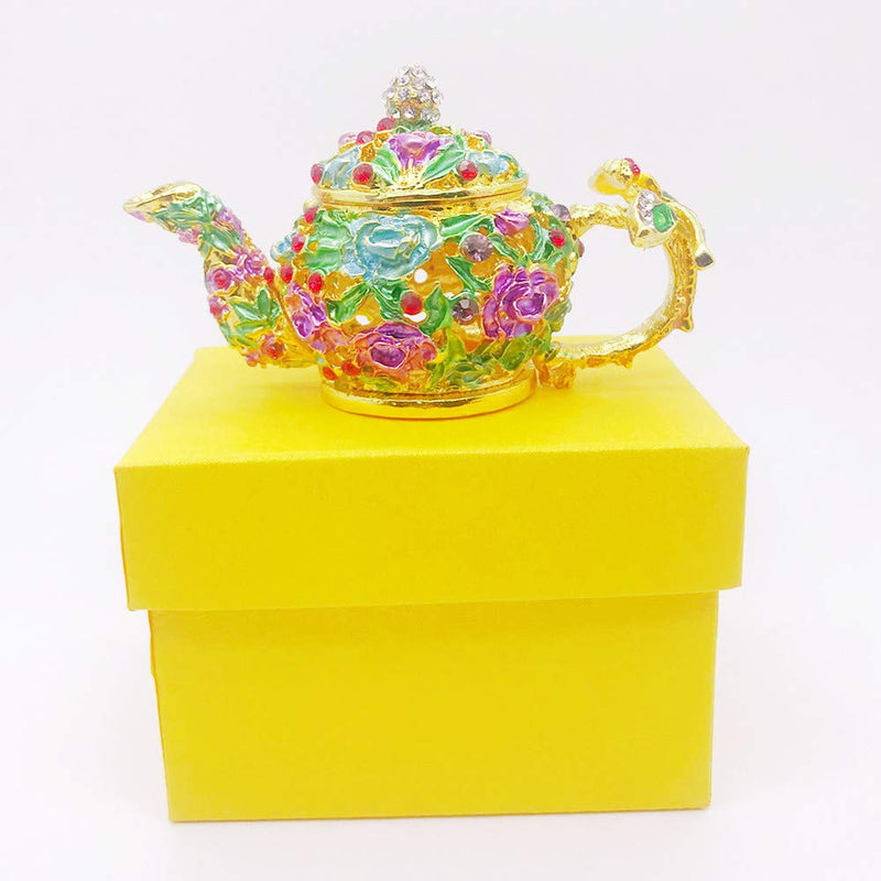 [Australia] - GishimaTeapot Figurine Trinket Boxes Decorative Collectible Figurines Hinged Jewelry Box for Home Decor or Gifts 