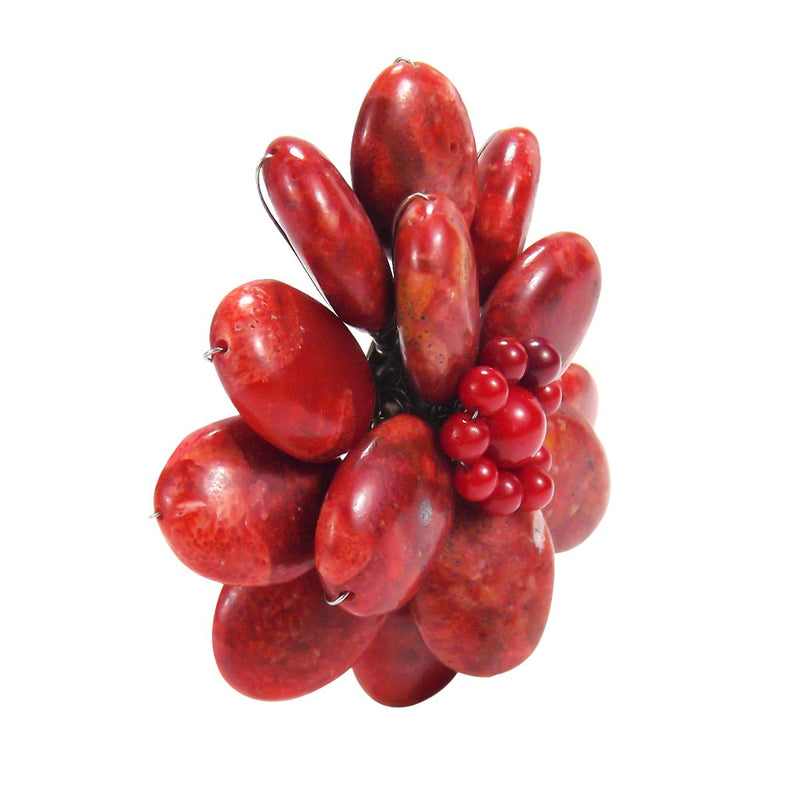 [Australia] - AeraVida Red Lotus Reconstructed Coral Stone Floral Pin or Brooch 