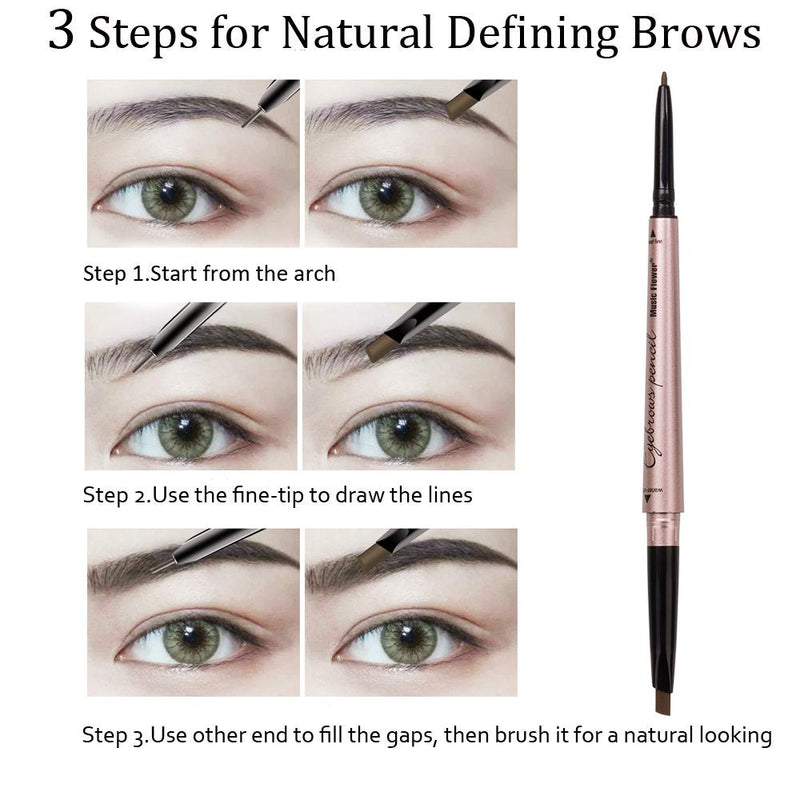 [Australia] - HeyBeauty Eyebrow Pencil with Brow Brush, Double Ended Eyebrow Pen, Automatic Makeup Cosmetic Tool Dark Brown 2 PCS 2PCS Dark Brown 