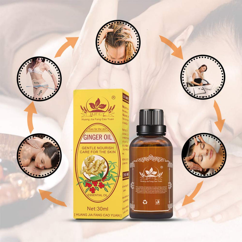 [Australia] - 5 PCS New Lymphatic Drainage Ginger Massage Oil Plant Massage Essential Oil Massage Relaxation 100% Pure Natural Prime by Hilareco,(with English Instructions) 