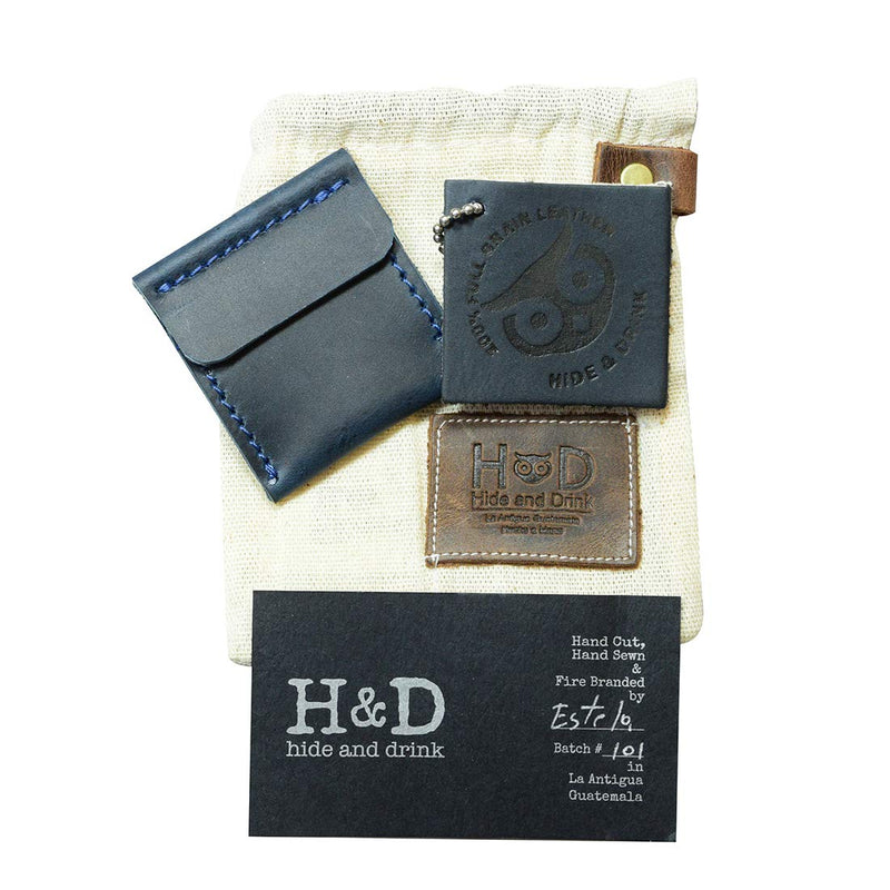 [Australia] - Hide & Drink, Leather Wedding Ring Case, Slim Engagement Pouch, Marriage, Cute Gifts, Handmade - Slate Blue 