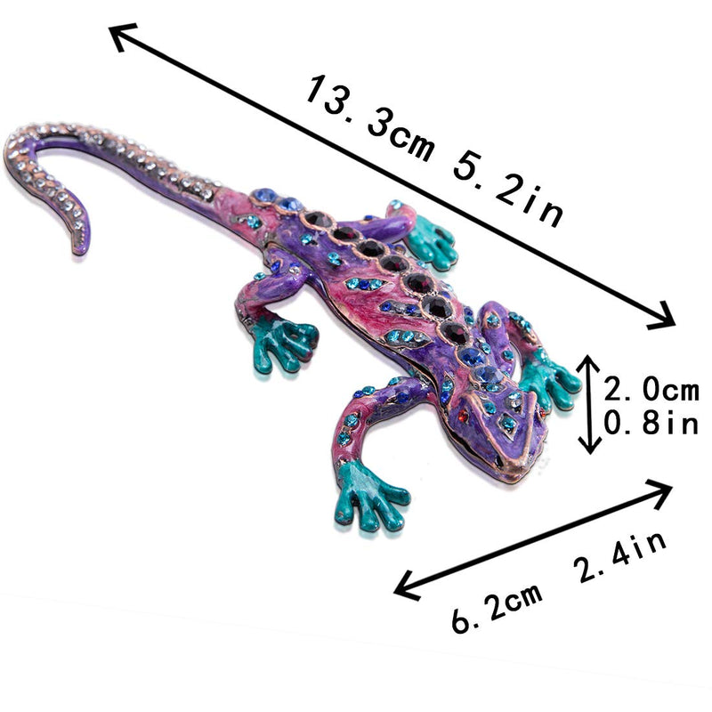 [Australia] - Purple Lizard Jewelry Trinket Boxes Hinged Animal Figurines Collectibles 