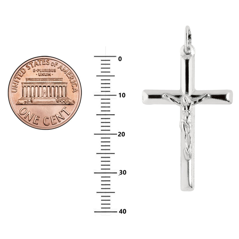 [Australia] - Ritastephens Sterling Silver Italian Crucifix Cross Pendant Only or Chain Necklace (35mm) (35x20mm) + 24" Curb Chain 