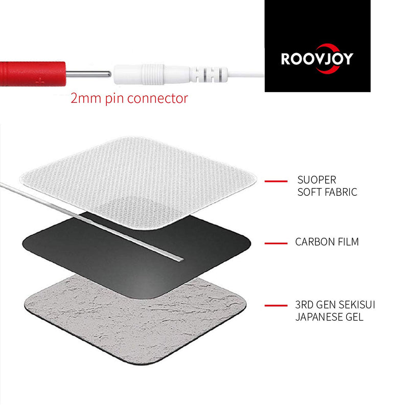 [Australia] - roovjoy TENS Unit EMS Muscle Stimulator Massage Electrodes Pads with Premium Gel 2 * 2'、 20 Pcs Patches Replacement Pads 