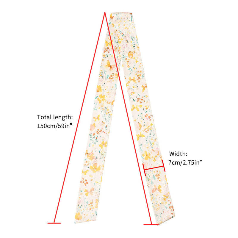 [Australia] - SIMPLE RETRO Satin Hair Scarf Floral Print Necktie Handbag Handle Wrap Scarf Silk Feeling Ribbon For Women Orange 