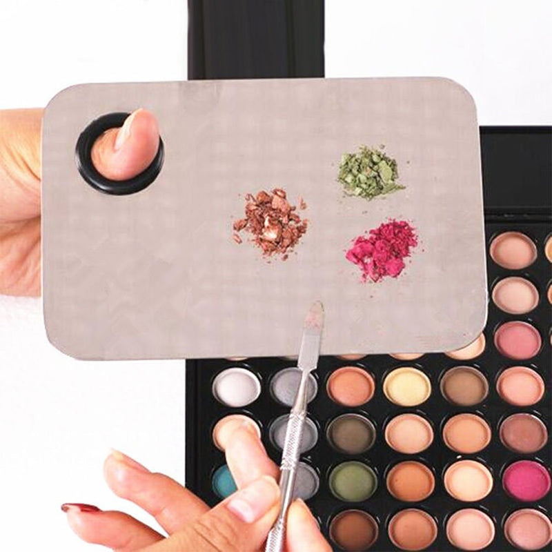 [Australia] - ROSENICE Makeup Mixing Palette - Stainless Steel Make-up Palette Blending Palettes with Spatula Tool for Mixing Foundation Silver 