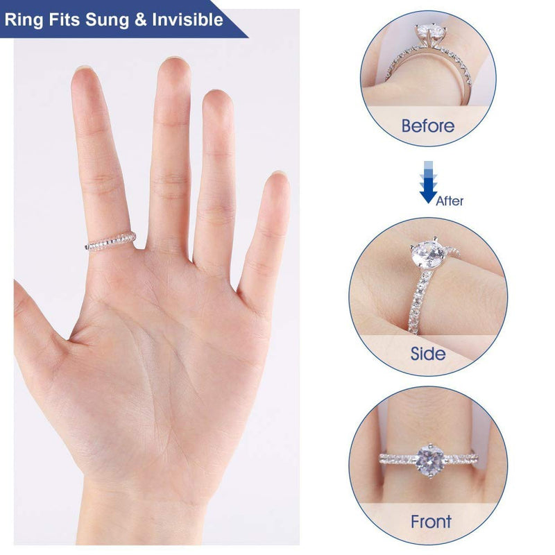 [Australia] - NNIOV Ring Size Adjuster for Loose Rings, General 4Pcs Coil Design, Clear Invisible Ring Reducer Guards, Hold Ring in Place，Fit Women Men Ring, Gift with Silver Polishing Cloth, Comfortable Reusable 