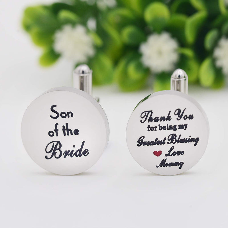 [Australia] - Melix Home Son of The Bride Cuff Links - Thank You for Being My Greatest Blessing Cuff Links Grey 