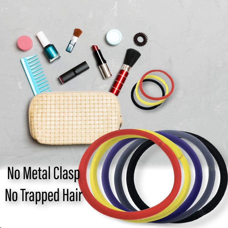 [Australia] - Hair Bands MSC 40 Pc Large Elastic Hair Bobbles 50mm Diameter - 4mm Thick - Hair Ties Bobbles Elastics Hairbands Ponytail Holders No Metal for Women Girls Kids Men Ideal for Thick Hair Assorted40pc 