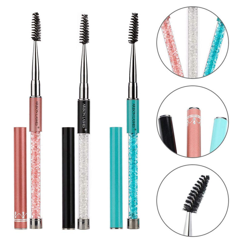 [Australia] - Eye Brush with Cap for Travel Eye Brow Eyelash Mascara Brushes Wands Applicator Portable Cosmetic Brushes 3PCS BRUSH-3PC 