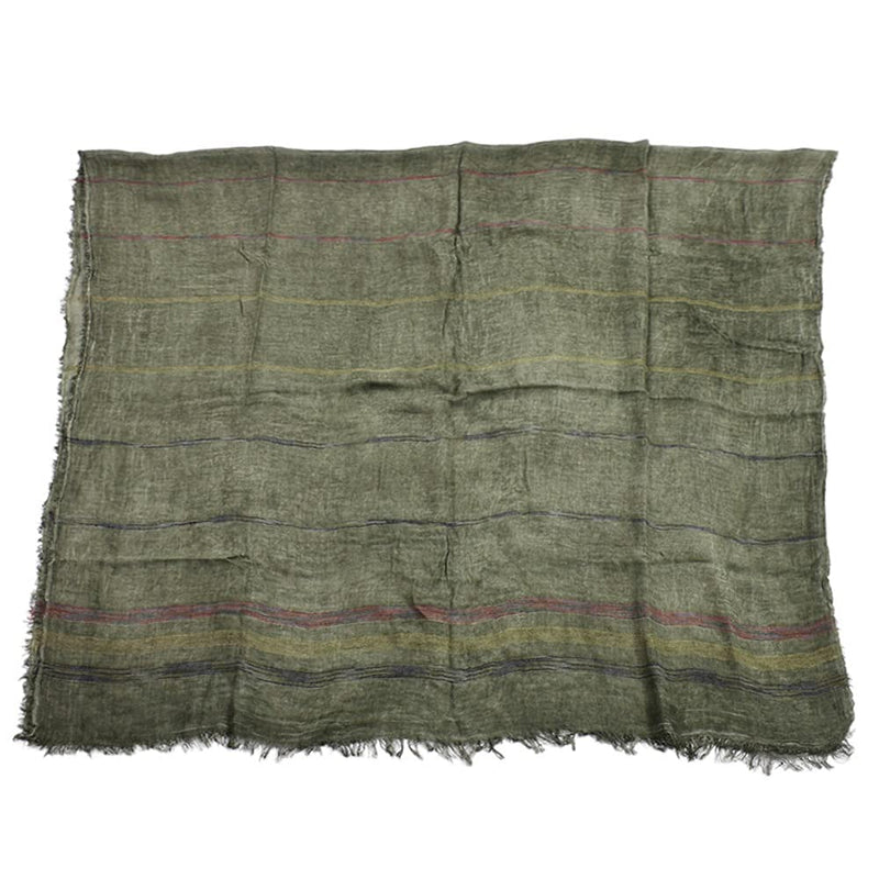 [Australia] - Kangqifen Unisex Soft Striped Scarf with Tassels Cotton Linen Solid Color Scarves 75 x 35 inch Dark Green 