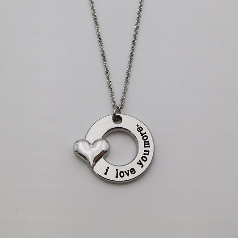 [Australia] - Mother Daughter Necklace I Love You More Necklace 18 inch Stainless Steel Necklace 