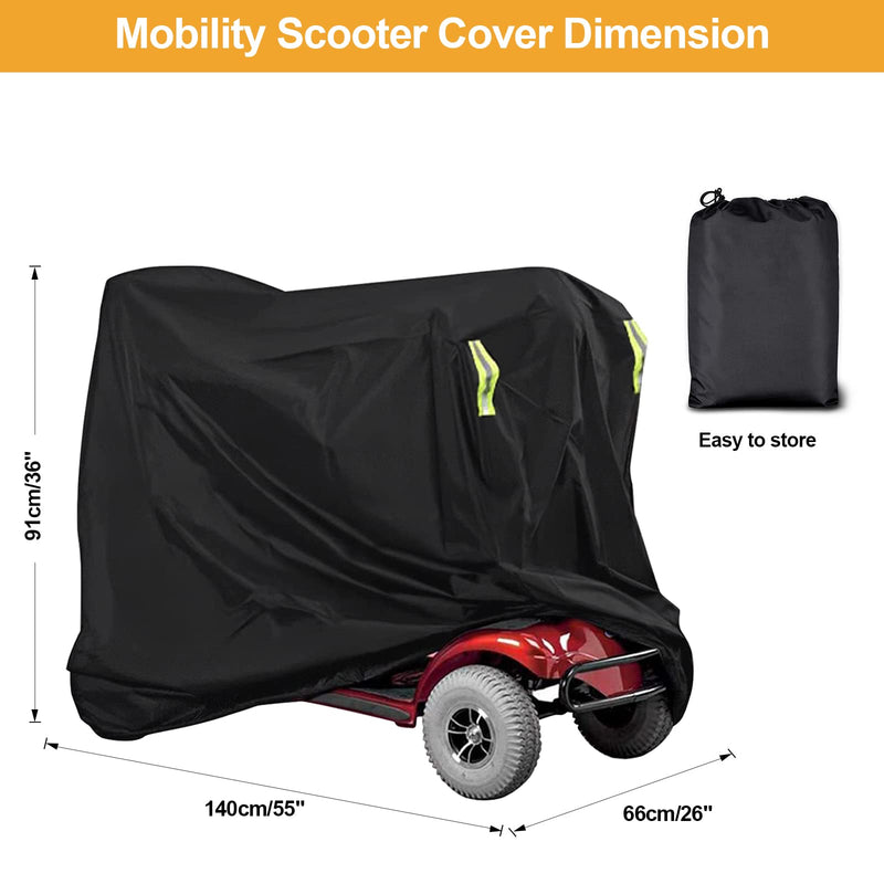 [Australia] - Waterproof Mobility Scooter Cover, Black Waterproof Material Protect Your Wheelchair and Scooter from Rain, Hail Dust, Snow, Sleet and Sun,indoor use 