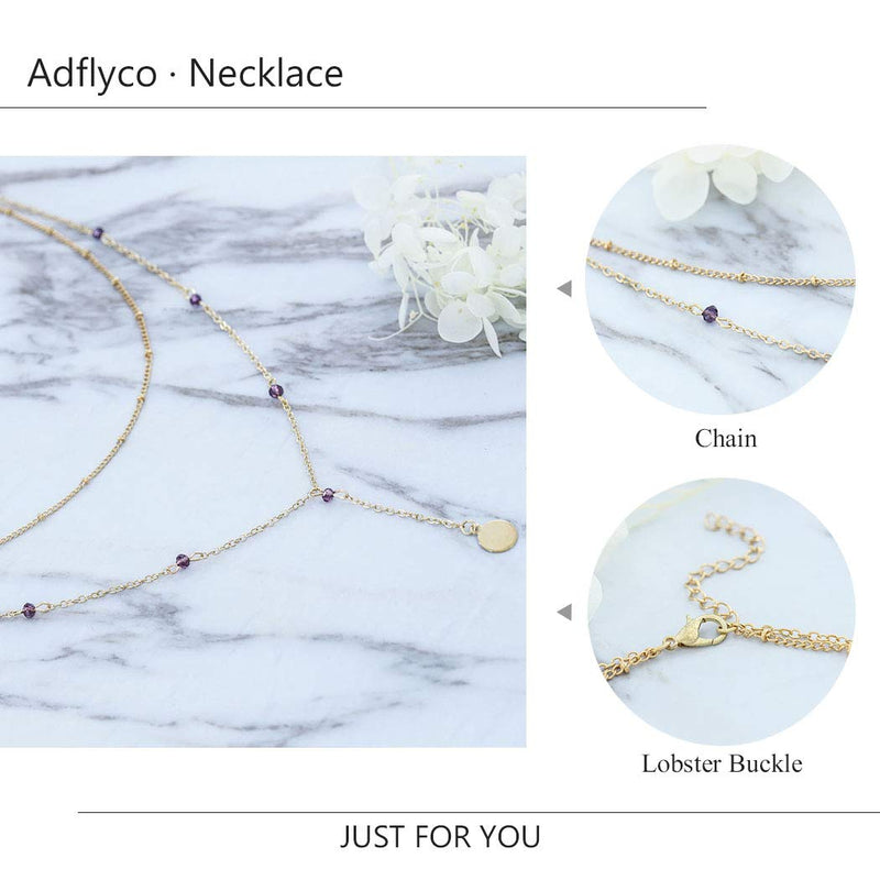 [Australia] - Adflyco Boho Layered Bead Necklace Gold Sequins Pendant Necklaces Chain Jewelry Adjustable For Women and Girls 