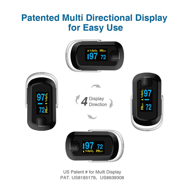 [Australia] - mibest OLED Finger Pulse Oximeter, O2 Meter, Dual Color White/Black 