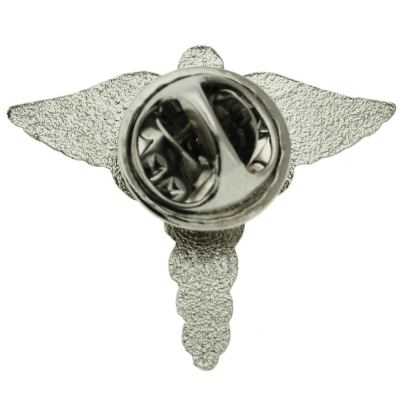 [Australia] - PinMart Silver Plated Medical Caduceus Lapel Pin 1 Piece 