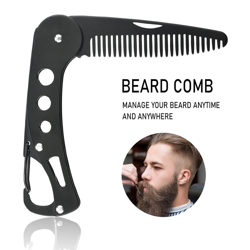 [Australia] - YancLife Beard Comb, Stainless Steel Folding Beard for Men Grooming & Combing Hair Beards Mustaches, Beards and Mustaches Styling Pocket Comb Anti-static, 9.5 * 3 * 1.5cm 