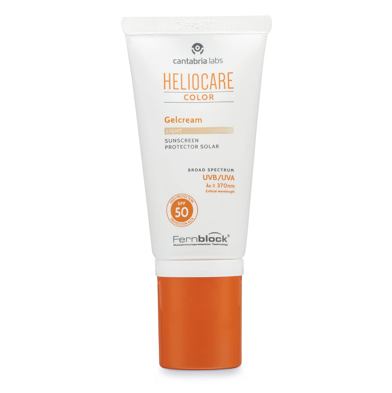 [Australia] - Heliocare Gelcream Colour Light SPF 50 50ml / Sun Cream For Face / Daily UVA UVB Anti-Ageing Sunscreen Protection / Suits All Skin Types / Natural-looking Foundation Coverage 