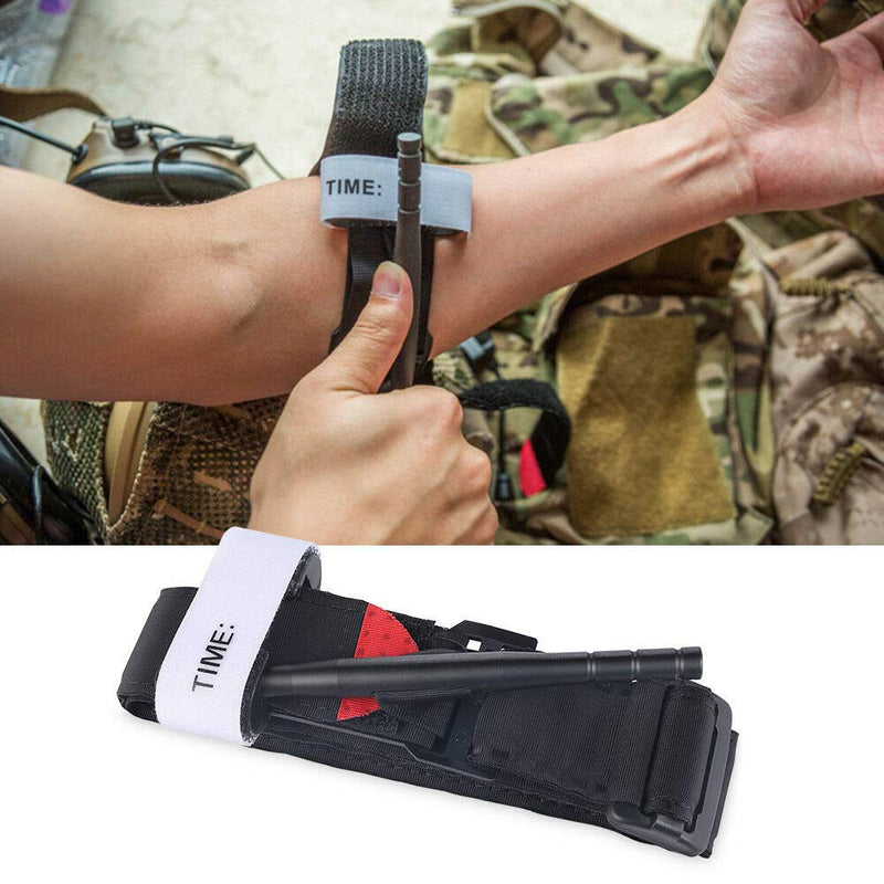 [Australia] - One Hand Medical Tourniquet Combat Application First Aid + Trauma Shear+ Molle Pouch - First Responder, EMT, Paramedics, Soldiers, Police (Black) Black 