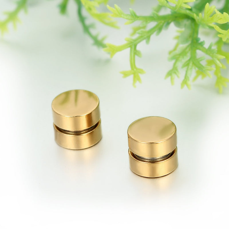 [Australia] - JewelryWe Pair of Stainless Steel Magnetic Clip On 8mm Stud Earrings Unisex, Non Piercing (Gold) 