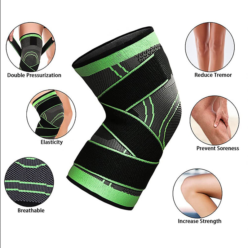 [Australia] - NuCamper Knee Brace for Arthritis Pain,Adjustable Compression Sleeve for Men Women Pain Relief，Knee Support for Injury Recovery, Meniscus Tear,Runing,Sports,Workout Green Large 