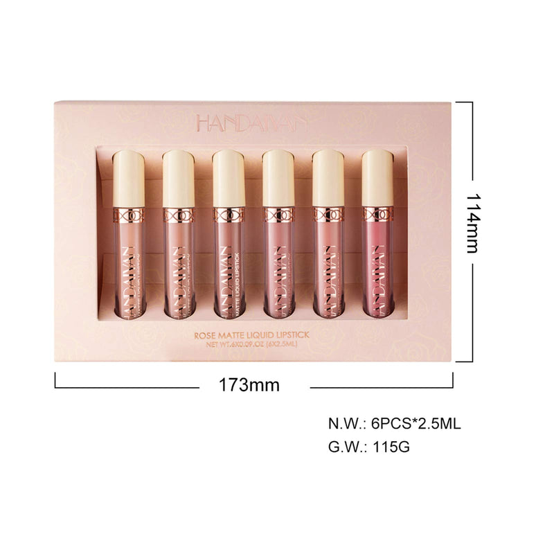 [Australia] - 6pcs Matte Velvety Liquid Lipstick Makeup Set Long-lasting High Lip gloss Kit Waterproof Beauty Cosmetics LipGloss For Women (SET B) SET B 