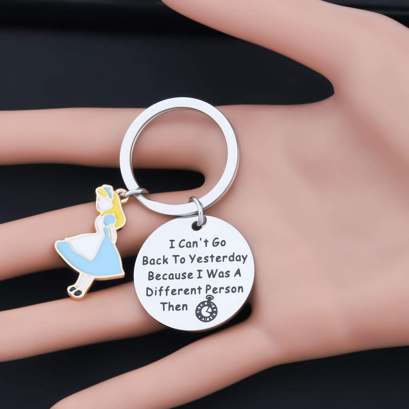 [Australia] - FOTAP Alice Gift I Can't Go Back to Yesterday Because I was A Different Person Then Keychain Alice in Wonderland Gift Wonderland Keychain Quotes About Life. person keychain 