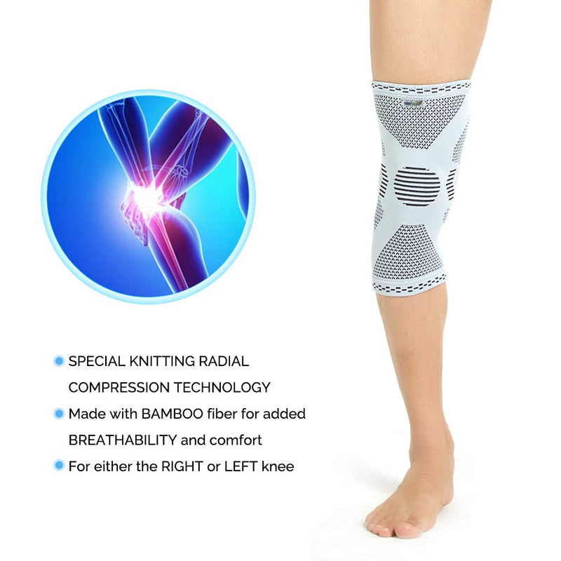 [Australia] - NeoTech Care Knee Support Brace, Bamboo Fiber, Gray (Size S, 1 Unit) Small (Pack of 1) 