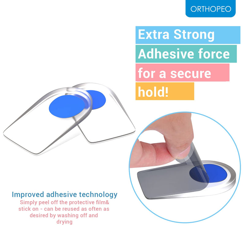 [Australia] - ORTHOPEO© Premium Heel Plantar Fasciitis Pads Inserts - Silicone Gel Support Men for Feet Spurs 2 Pair - Reusable Insole Cups 