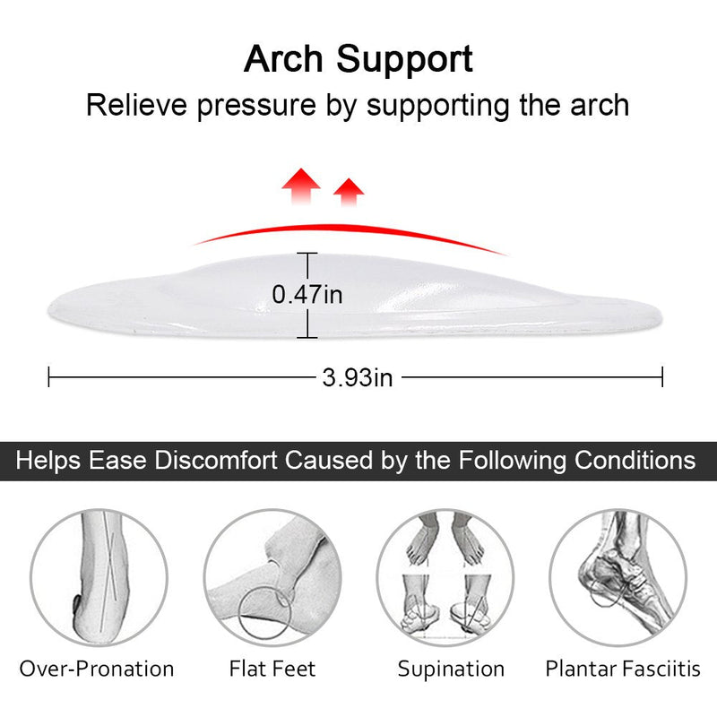 [Australia] - Dr. Foot's Arch Support Shoe Insoles for Flat Feet, Gel Arch Inserts for Plantar Fasciitis, Adhesive Arch Pad for Relieve Pressure and Feet Pain- 3 Pairs ( Clear) 