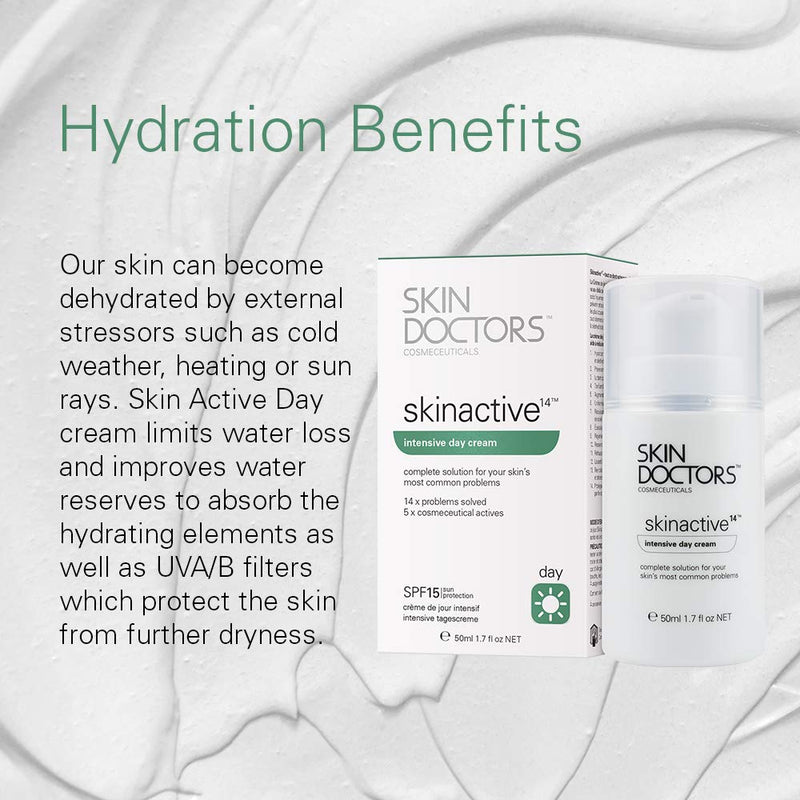 [Australia] - Skin Doctors Skinactive 14 Intensive Day Cream Moisturiser for the face, with SPF15, Skin Active helps hydration, firmness, anti ageing & reduces redness, pore size, fine lines, wrinkles, sagging skin, sun spots, uneven skin tone and pigmentation - 50ml 
