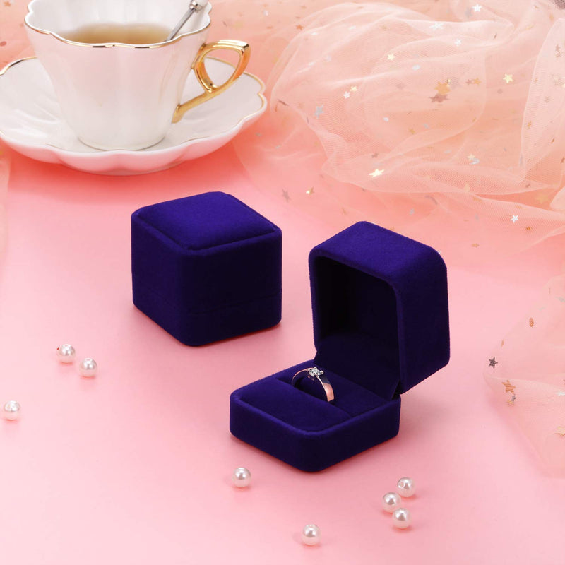 [Australia] - 4 Pieces Velvet Ring Earring Box Jewelry Gift Case Boxes for Wedding Engagement Birthday and Anniversary (Royal Blue) Royal Blue 