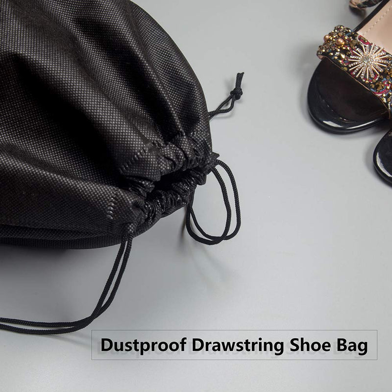 [Australia] - 18 PCS Travel Shoe Bags, Portable Shoes Pouch with Transparent, Black Non-Woven With Drawstring Shoes Storage Packing Pouch, Home Shoes Storage Organizers for Men and Women 