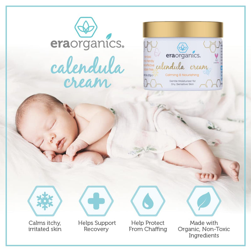 [Australia] - Era Organics Calendula Cream. Extra Soothing And Moisturizing Baby Lotion for Sensitive Skin Prone to Baby Eczema, Cradle Cap, Baby Acne, Rashes, Hives With Cocoa Butter, Rosemary, Zinc Oxide & More 