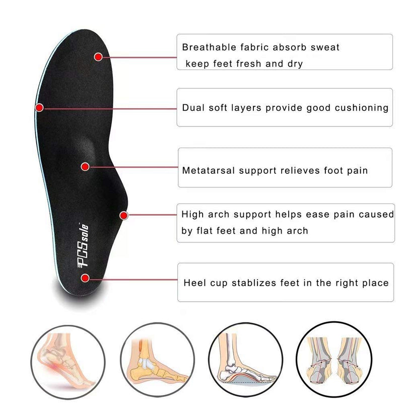 [Australia] - PCSsole High Arch Support Shoe Insert Orthotics Insole,Insoles for Plantar Fasciitis,Flat Feet,Pronation,Heel Pain,Feet Pain-Arch Supports Insoles for Men and Women Women(3.5-4)23cm Black 