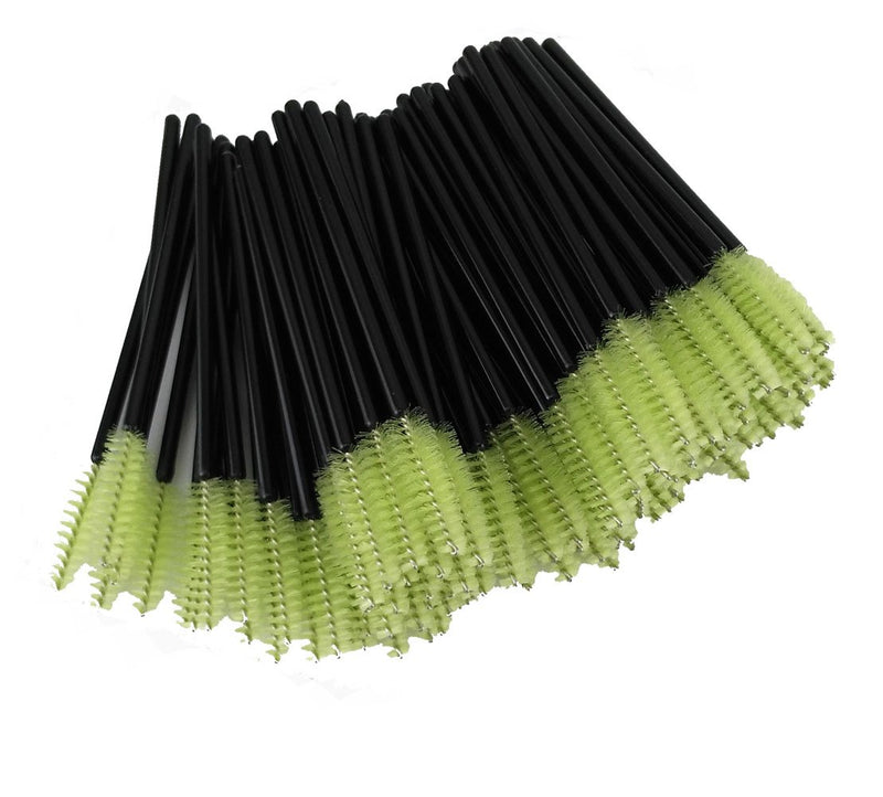 [Australia] - Yueton Pack of 100 Disposable Eyelash Brushes Wands Mascara Applicator (Black+Green) 