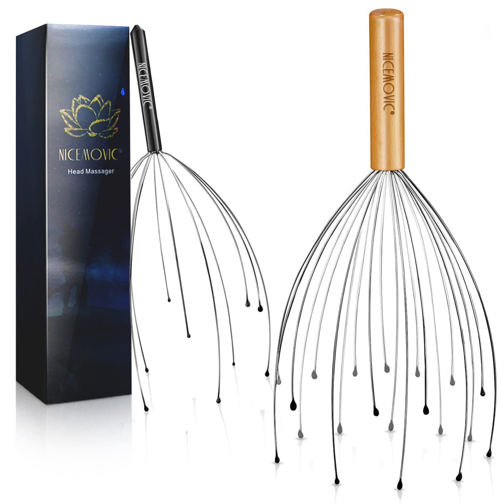 [Australia] - NICEMOVIC Scalp Massager with 20 Prong, Wooden Handheld Head Massager Scratcher Tingler Tools, Hair Claw Scalp Scratcher for Deep Relaxation and Stress Relief 2Pack Head Massager 