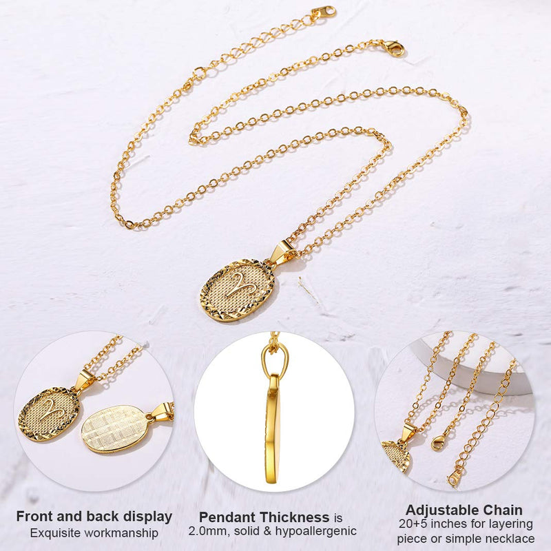 [Australia] - GoldChic Jewelry Personalized Zodiac Coin Necklace, Coin Pendant, Horoscope Astrology Necklace, Gold Medallion Zodiac Necklace Cancer (Jun 22 - Jul 22) oval shape-no custom 