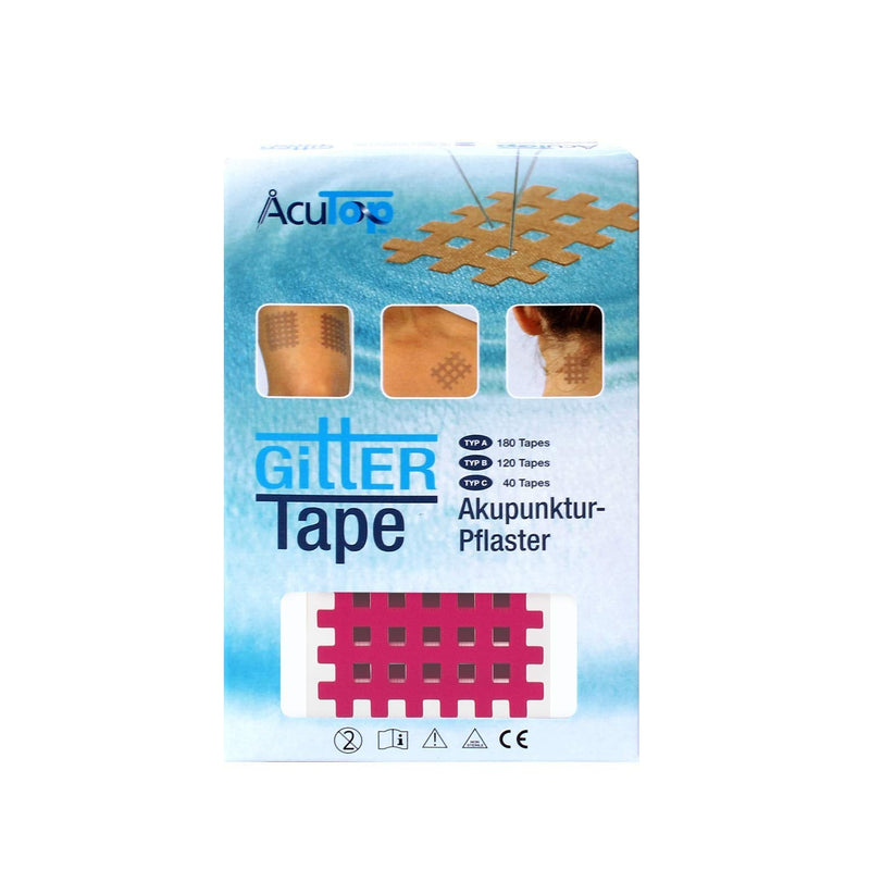 [Australia] - AcuTop Type A,B,C Grid Tape, Acupuncture Plasters, Grid Plasters, Physio Tape, Lattice Tapes in Pink and Beige (Pink, Type C 40 Pieces) 