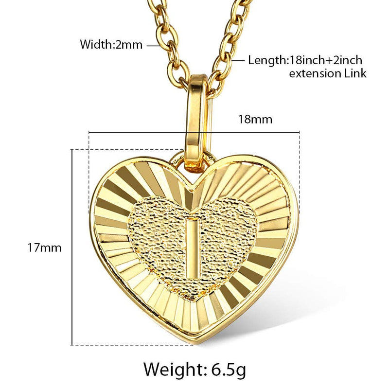 [Australia] - Trendsmax Heart Love Initial Letter A to Z Alphabet Pendant Necklace Gift for Women Girls Gold Plated Stainless Steel Rolo Link Chain Necklace Length Personalized F 