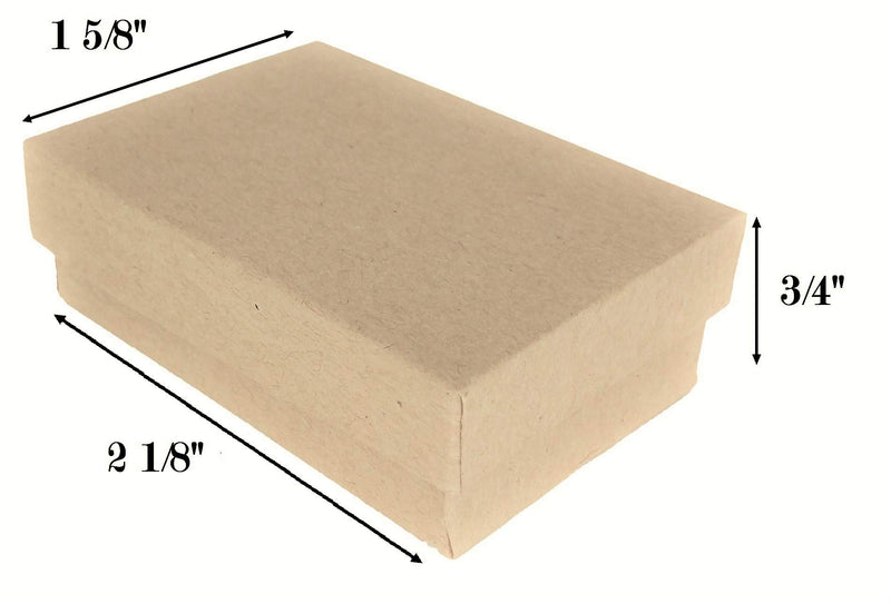 [Australia] - 888 Display - Pack of 20 Boxes of 2 1/8" x 1 5/8" x 3/4" Kraft Brown Matte Finish Cotton Filled Jewelry Boxes 2 1/8" x 1 5/8" x 3/4" 